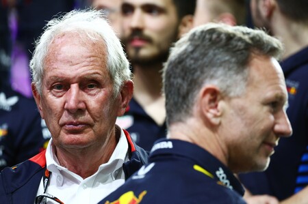 Helmut Marko (tv) og Christian Horner (th). Saudi Arabiens GP 2024