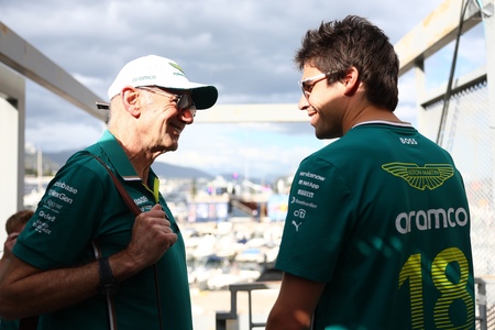 Monacos Grand Prix 2025. Aston Martin. Adrian Newey med Lance Stroll