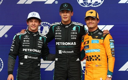 Canadas Grand Prix 2026. Resultatet af sprintløbet. George Russell vinder foran Kimi Antonelli og Lando Norris