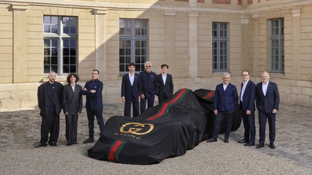 Alpine og Gucci. Ny titelsponsor til Alpine fra 2027 sæsonen. Til præsentationen var 2026-kørerne Pierre Gasly og Franco Colapinto